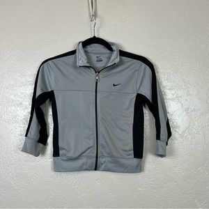 Nike boy long sleeve full‎ zip athletic black gray sweatshirt size 6